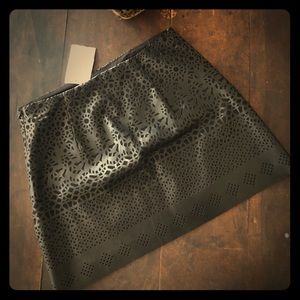 Saks Fifth Avenue laser cut faux leather skirt